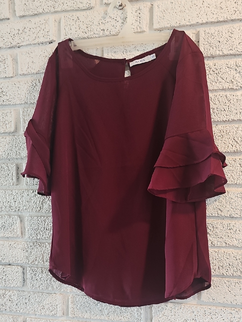 Ricki's Burgundy Layered Ruffle Sleeve Blouse